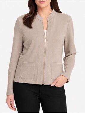 Tommy Hilfiger NWT Beige Ribbed Zip Front Jacket Size 16, MSRP $139